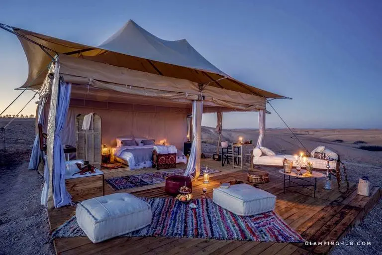 Agafay luxury desert camp Marrakech — dinner under the stars and overnight stay