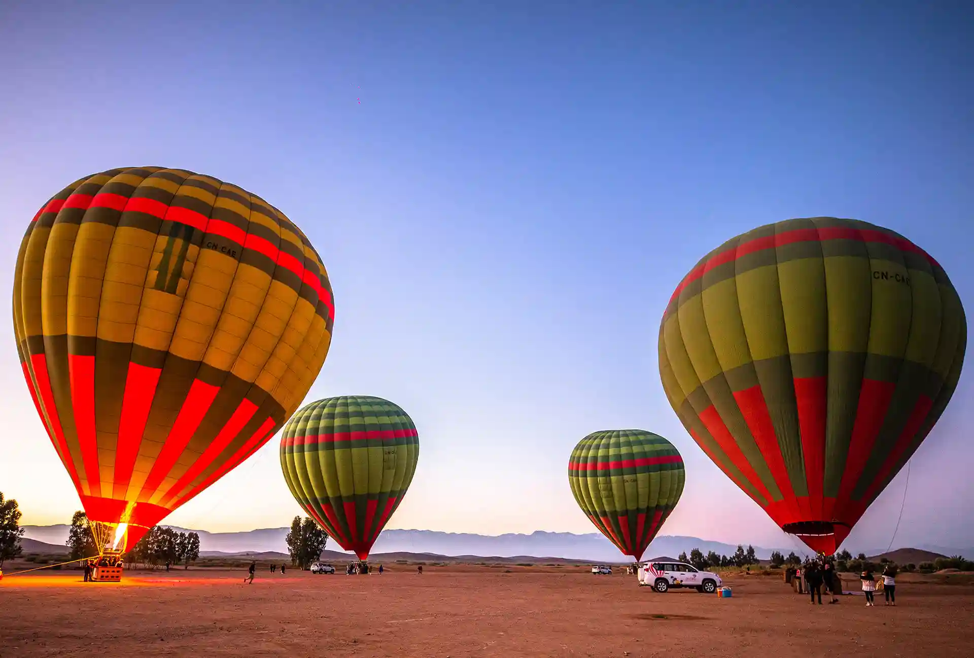 Hot air balloon flight over Marrakech at sunrise